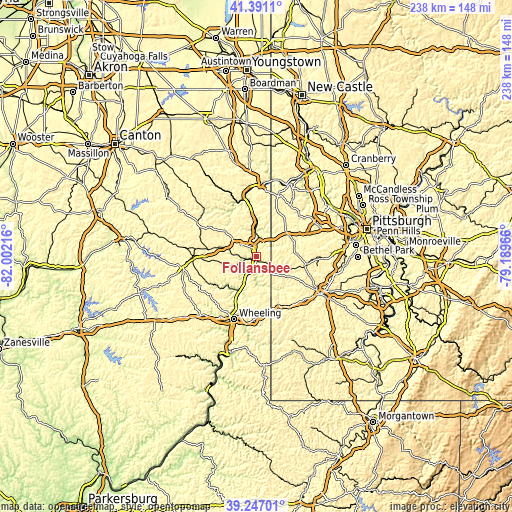 Topographic map of Follansbee