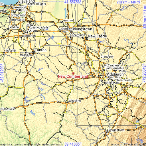 Topographic map of New Cumberland