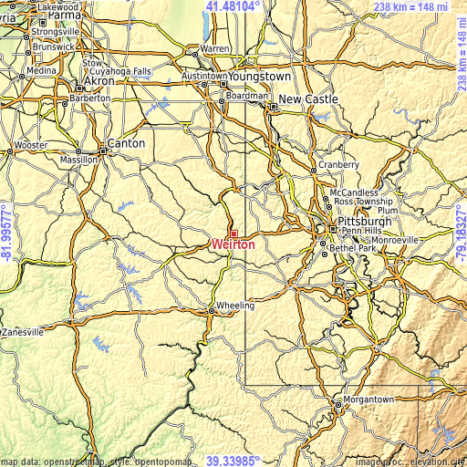 Topographic map of Weirton