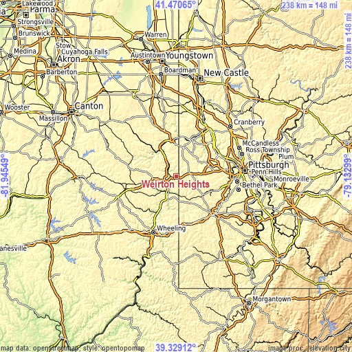 Topographic map of Weirton Heights