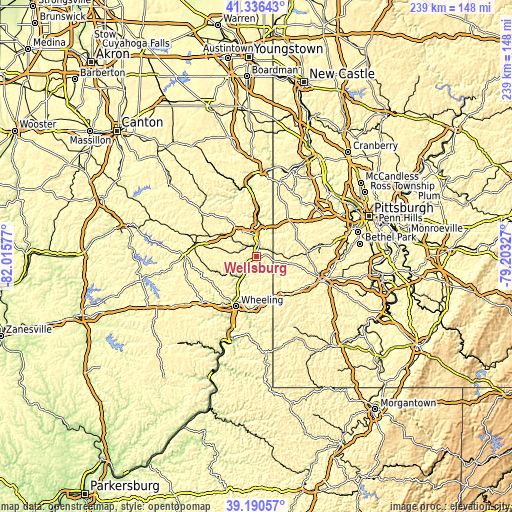 Topographic map of Wellsburg