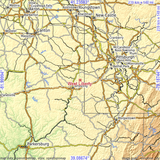 Topographic map of West Liberty