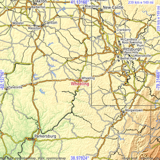 Topographic map of Wheeling