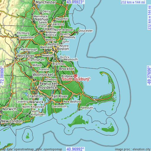 Topographic map of South Duxbury