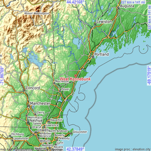 Topographic map of West Kennebunk