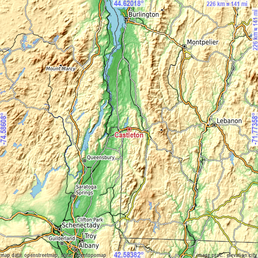 Topographic map of Castleton