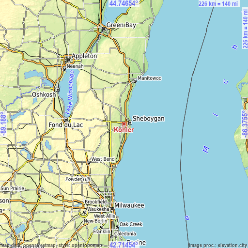 Topographic map of Kohler