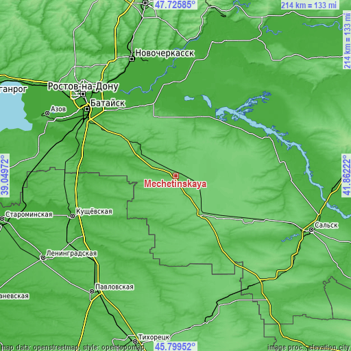 Topographic map of Mechetinskaya