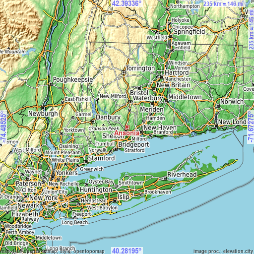 Topographic map of Ansonia