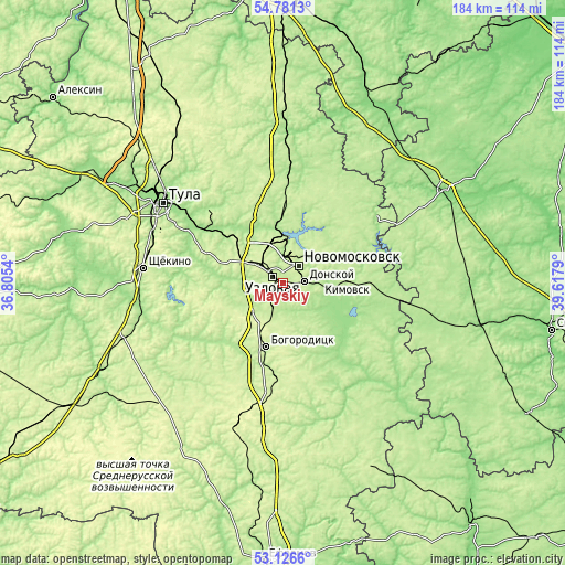 Topographic map of Mayskiy