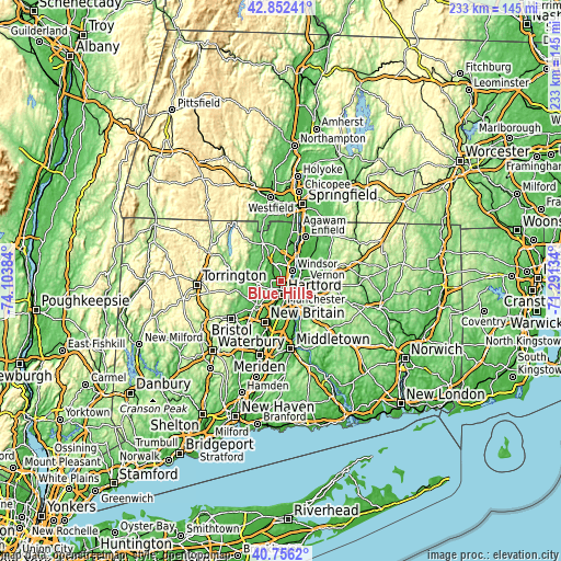 Topographic map of Blue Hills