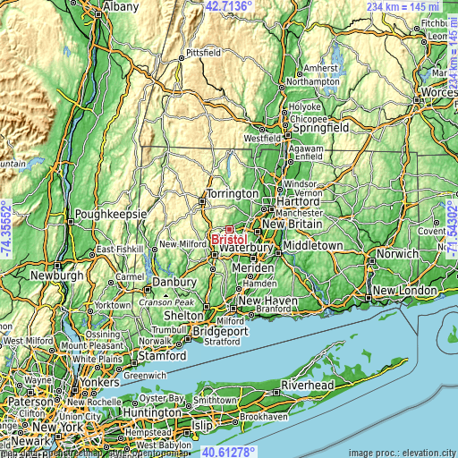 Topographic map of Bristol