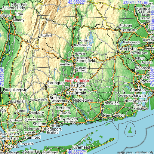 Topographic map of East Windsor