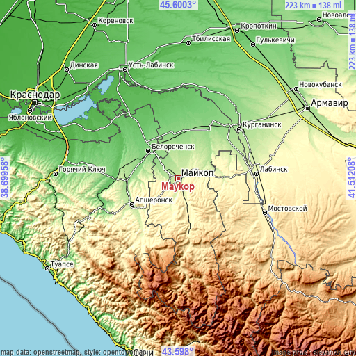Topographic map of Maykop