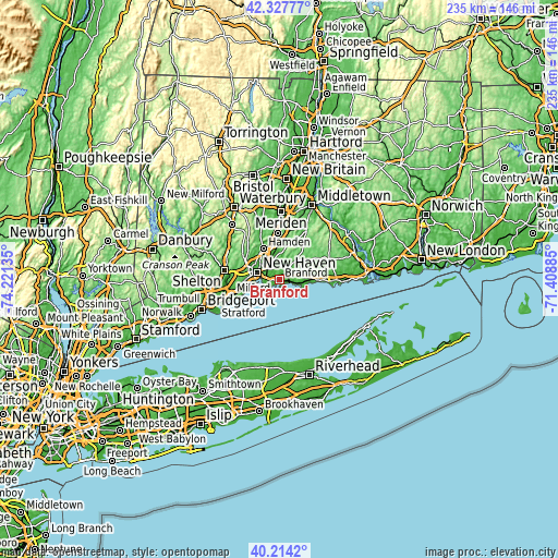 Topographic map of Branford