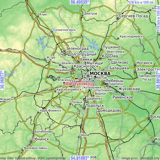 Topographic map of Matveyevskoye