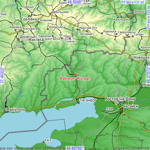 Topographic map of Matveyev Kurgan