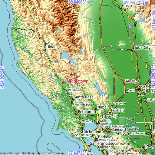 Topographic map of Middletown