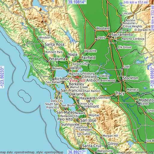 Topographic map of Vine Hill