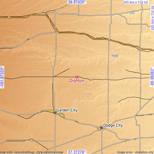 Topographic map of Dighton