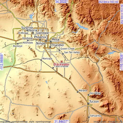 Topographic map of Blackwater