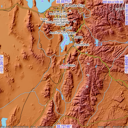 Topographic map of Mona