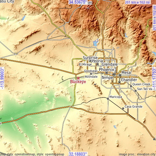 Topographic map of Buckeye