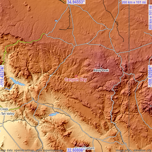 Topographic map of Canyon Day