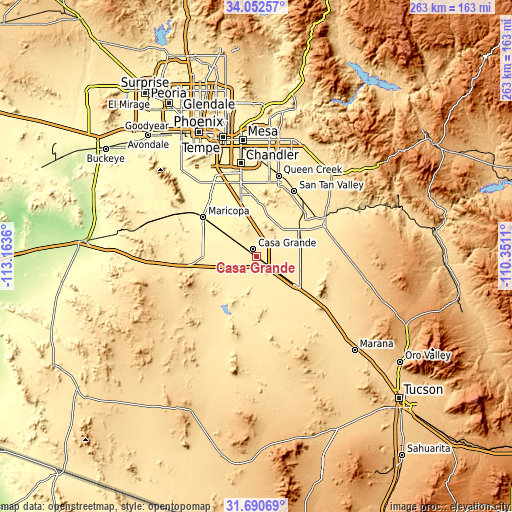 Topographic map of Casa Grande