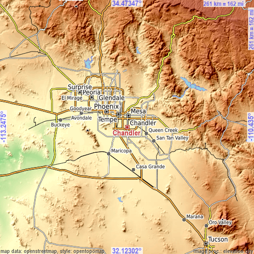 Topographic map of Chandler