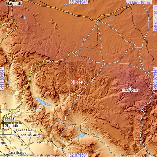 Topographic map of Cibecue