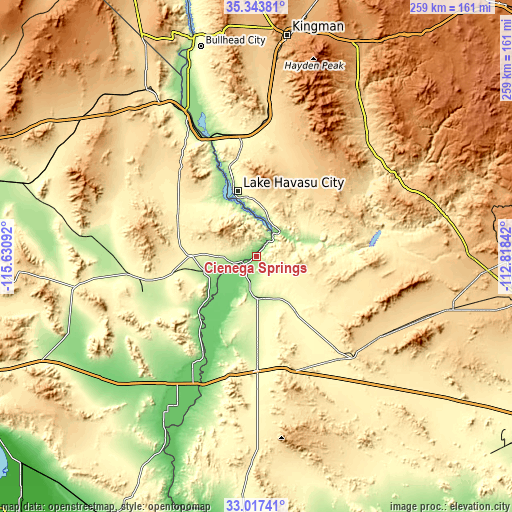 Topographic map of Cienega Springs