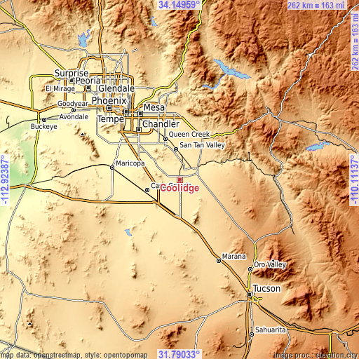 Topographic map of Coolidge