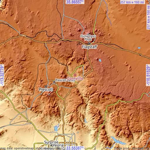 Topographic map of Cornville