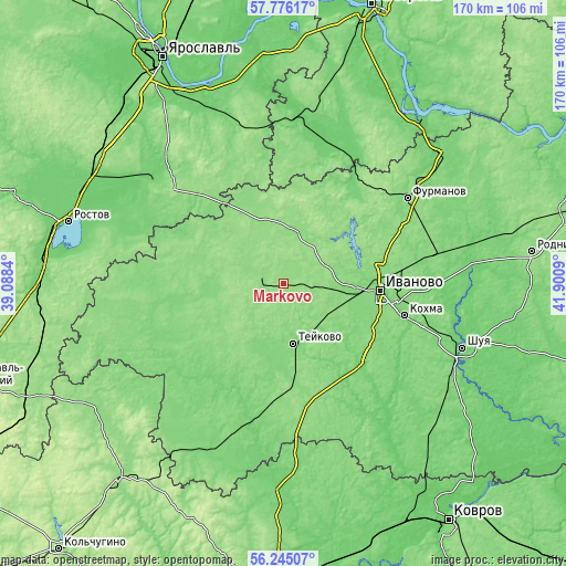 Topographic map of Markovo