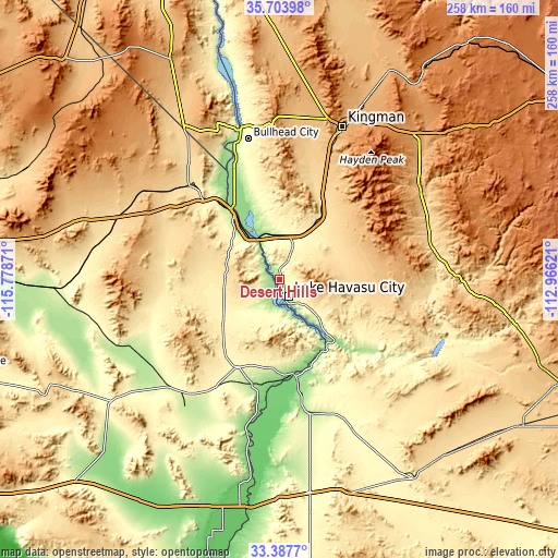 Topographic map of Desert Hills