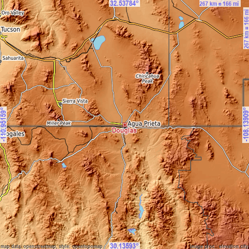 Topographic map of Douglas