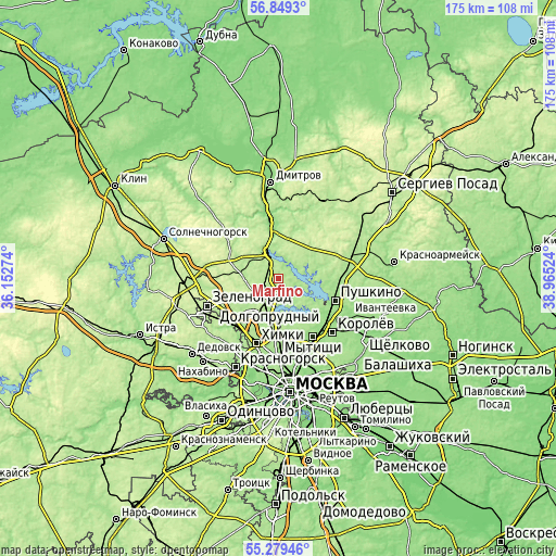 Topographic map of Marfino