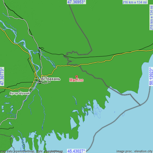 Topographic map of Marfino