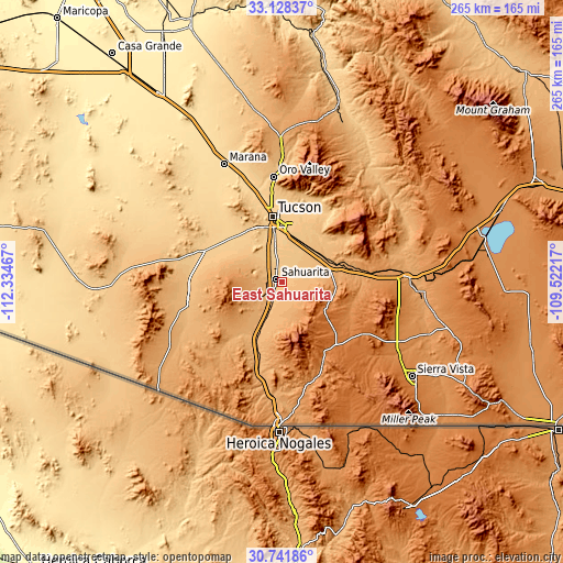 Topographic map of East Sahuarita