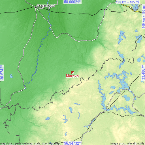 Topographic map of Marevo