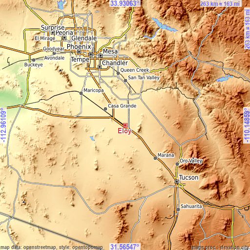 Topographic map of Eloy