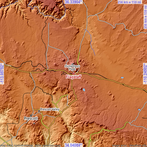 Topographic map of Flagstaff