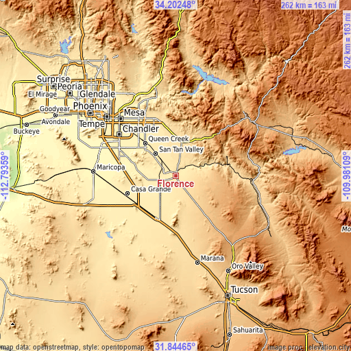 Topographic map of Florence