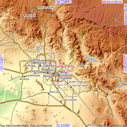 Topographic map of Fountain Hills