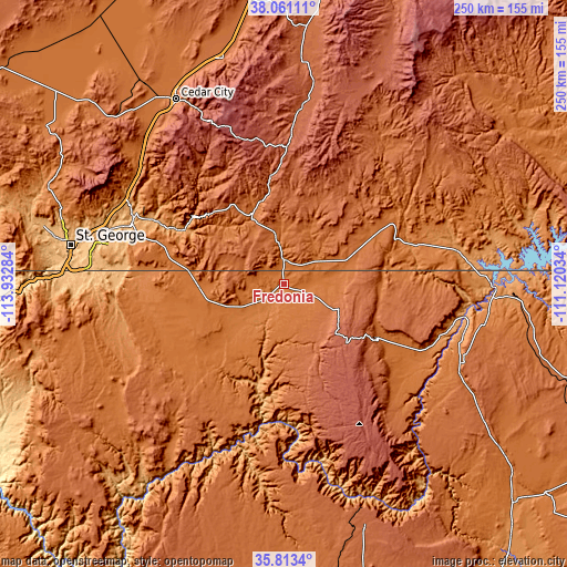 Topographic map of Fredonia