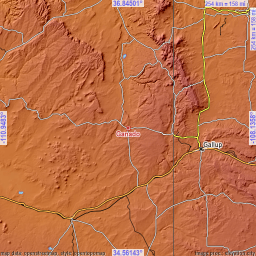 Topographic map of Ganado