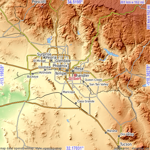 Topographic map of Gilbert