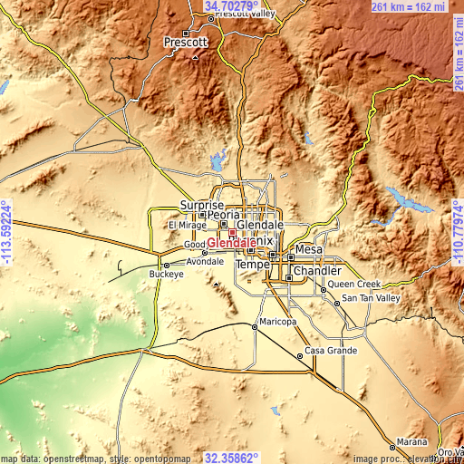 Topographic map of Glendale