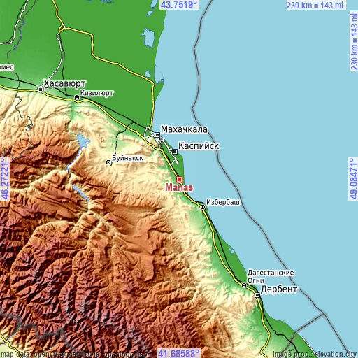 Topographic map of Manas